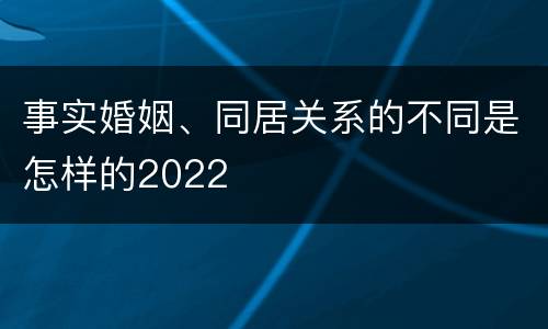 事实婚姻、同居关系的不同是怎样的2022