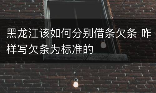 黑龙江该如何分别借条欠条 咋样写欠条为标准的