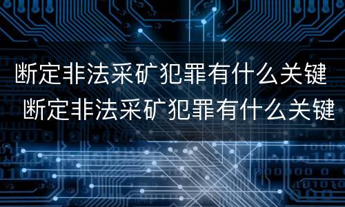 断定非法采矿犯罪有什么关键 断定非法采矿犯罪有什么关键条款