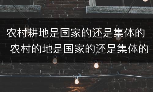 农村耕地是国家的还是集体的 农村的地是国家的还是集体的