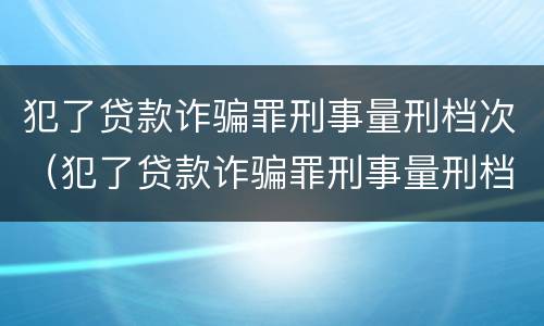 犯了贷款诈骗罪刑事量刑档次（犯了贷款诈骗罪刑事量刑档次怎么判）