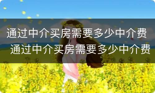 通过中介买房需要多少中介费 通过中介买房需要多少中介费呢