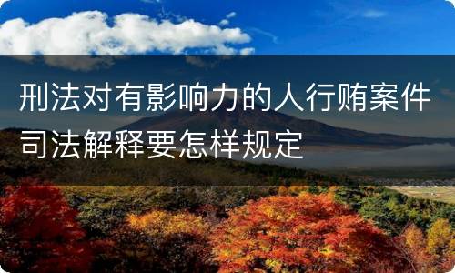 刑法对有影响力的人行贿案件司法解释要怎样规定