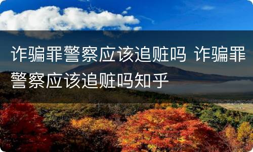 诈骗罪警察应该追赃吗 诈骗罪警察应该追赃吗知乎