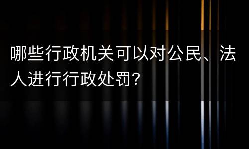 哪些行政机关可以对公民、法人进行行政处罚？