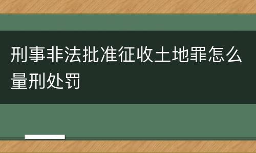 刑事非法批准征收土地罪怎么量刑处罚