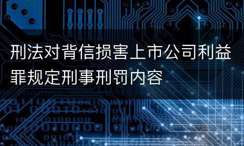刑法对背信损害上市公司利益罪规定刑事刑罚内容