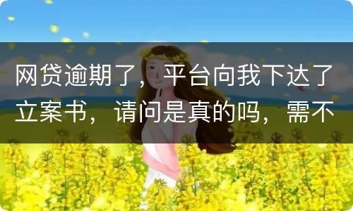 网贷逾期了，平台向我下达了立案书，请问是真的吗，需不需要还款
