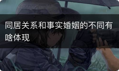 同居关系和事实婚姻的不同有啥体现