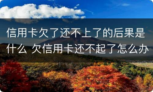 信用卡欠了还不上了的后果是什么 欠信用卡还不起了怎么办