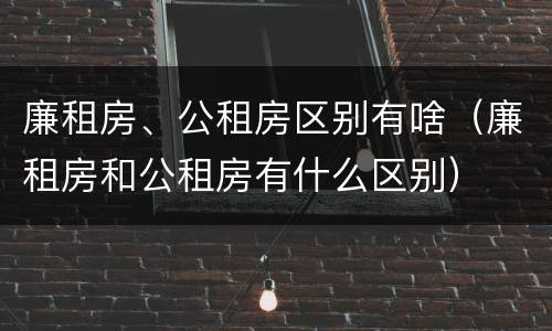 廉租房、公租房区别有啥（廉租房和公租房有什么区别）