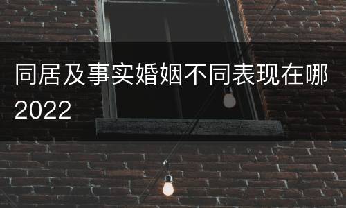 同居及事实婚姻不同表现在哪2022