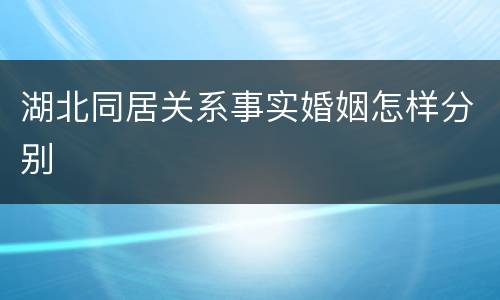 湖北同居关系事实婚姻怎样分别
