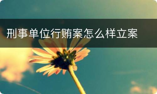 刑事单位行贿案怎么样立案