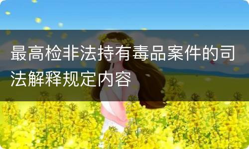最高检非法持有毒品案件的司法解释规定内容
