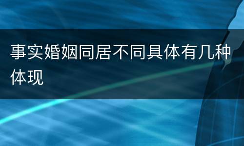 事实婚姻同居不同具体有几种体现