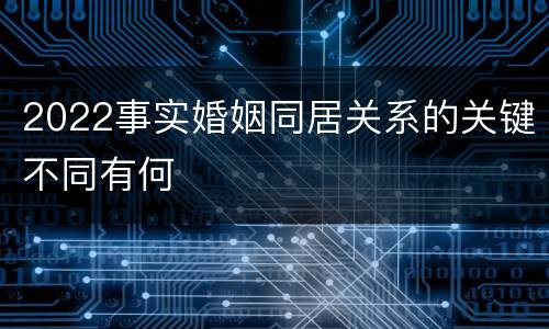2022事实婚姻同居关系的关键不同有何