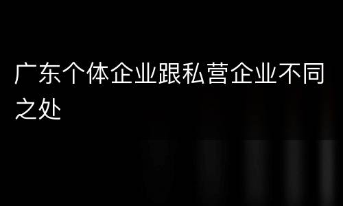 广东个体企业跟私营企业不同之处