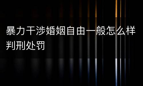 暴力干涉婚姻自由一般怎么样判刑处罚