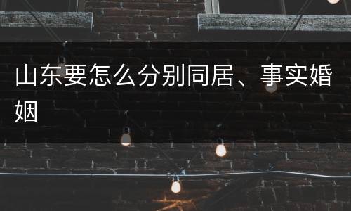 山东要怎么分别同居、事实婚姻