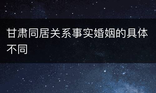 甘肃同居关系事实婚姻的具体不同