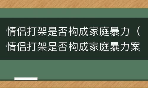 情侣打架是否构成家庭暴力（情侣打架是否构成家庭暴力案件）