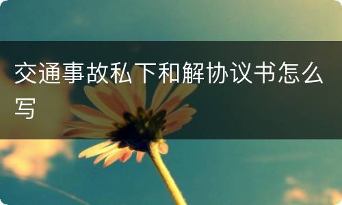 交通事故私下和解协议书怎么写