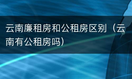 云南廉租房和公租房区别（云南有公租房吗）