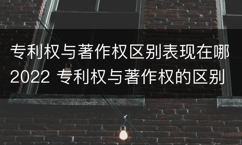 专利权与著作权区别表现在哪2022 专利权与著作权的区别
