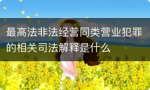 最高法非法经营同类营业犯罪的相关司法解释是什么