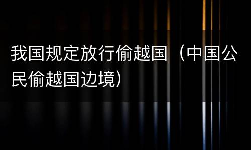 我国规定放行偷越国（中国公民偷越国边境）