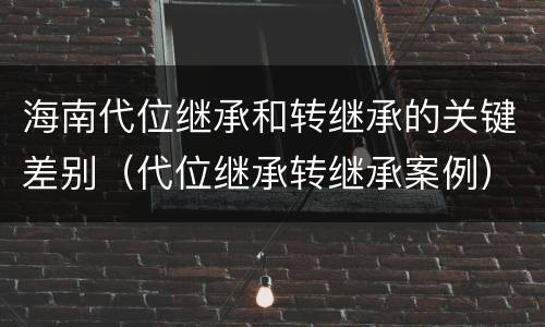 海南代位继承和转继承的关键差别（代位继承转继承案例）