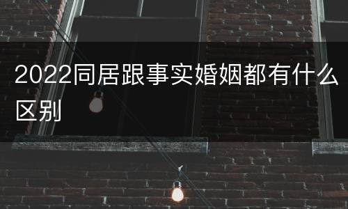 2022同居跟事实婚姻都有什么区别