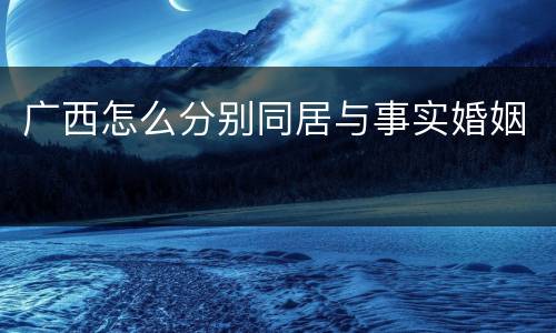 广西怎么分别同居与事实婚姻