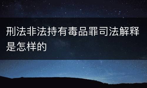 刑法非法持有毒品罪司法解释是怎样的