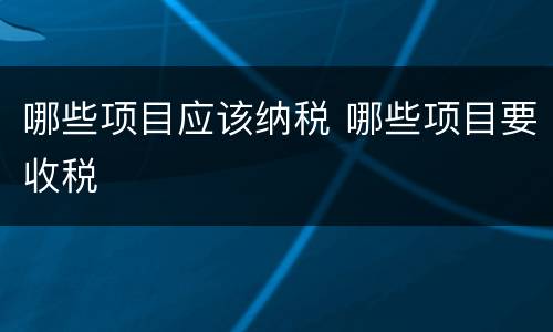 哪些项目应该纳税 哪些项目要收税