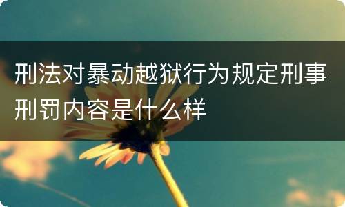 刑法对暴动越狱行为规定刑事刑罚内容是什么样