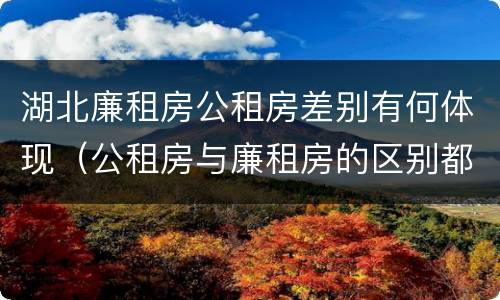 湖北廉租房公租房差别有何体现（公租房与廉租房的区别都在此,别再搞错了!）