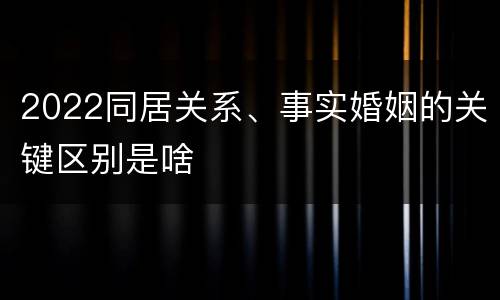 2022同居关系、事实婚姻的关键区别是啥