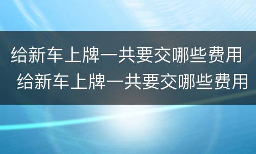 给新车上牌一共要交哪些费用 给新车上牌一共要交哪些费用和费用