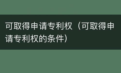 可取得申请专利权（可取得申请专利权的条件）