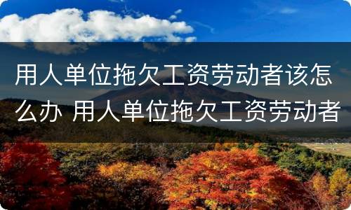 用人单位拖欠工资劳动者该怎么办 用人单位拖欠工资劳动者该怎么办理