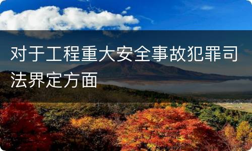 对于工程重大安全事故犯罪司法界定方面