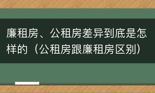 廉租房、公租房差异到底是怎样的（公租房跟廉租房区别）