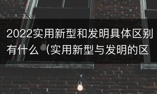 2022实用新型和发明具体区别有什么（实用新型与发明的区别有哪些）
