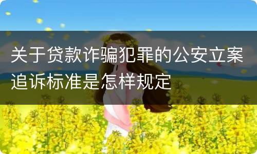 关于贷款诈骗犯罪的公安立案追诉标准是怎样规定