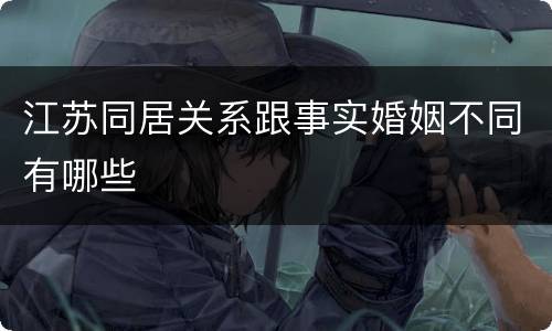 江苏同居关系跟事实婚姻不同有哪些