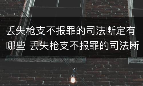 丢失枪支不报罪的司法断定有哪些 丢失枪支不报罪的司法断定有哪些条款