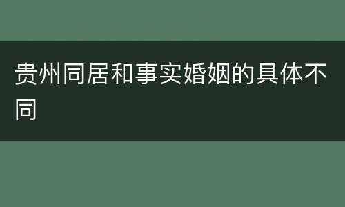 贵州同居和事实婚姻的具体不同
