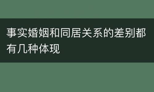 事实婚姻和同居关系的差别都有几种体现